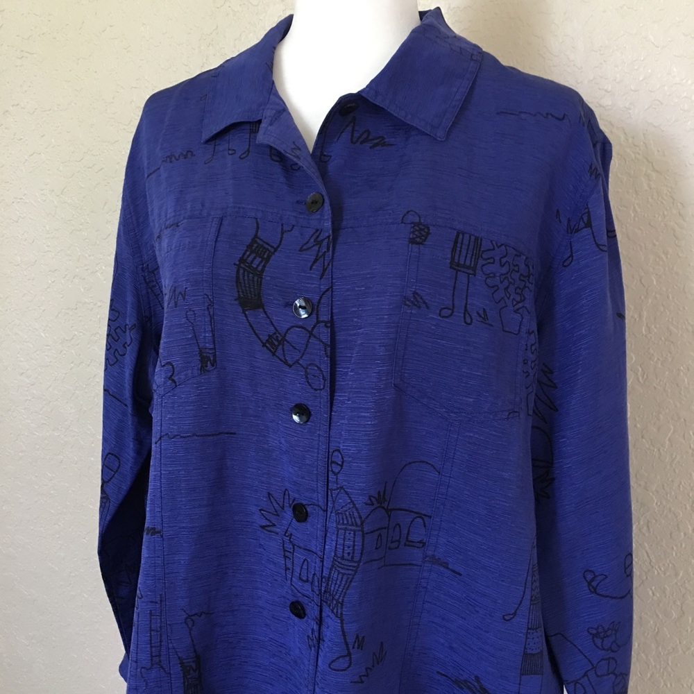 🎈Chico’s Design button down blouse blue 3 (XL/16)